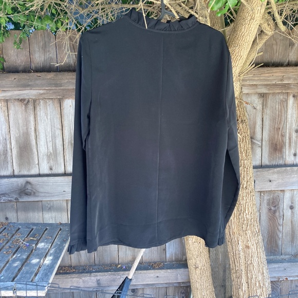 **SOLD**Banana Republic Black Long Sleeve Blouse with Ruffle Detail - Picture 2 of 4